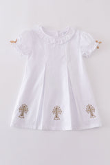 Premium cross embroidery dress