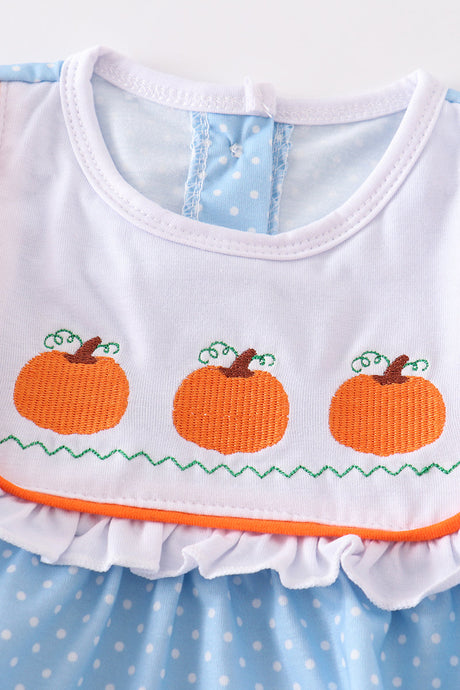 Blue pumpkin embroidery girl bubble