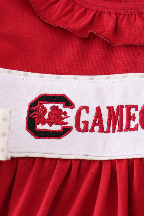 South Carolina Gamecocks embroidery ruffle dress