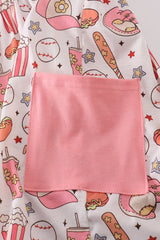 Pink baseball print girl dress