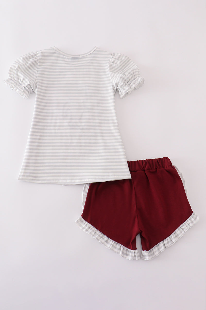 Maroon Mississippi applique stripe set