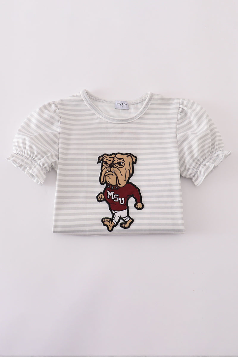 Maroon Mississippi applique stripe set